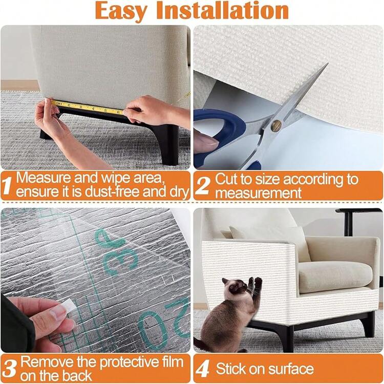 Couch Protector From Cat Claws - 78.7" X 15.8" Trimmable Self-Adhesive Cats Claws Scratch Pads, Cat DIY Climbing Cats Scratch Mat Tree Replacement Indoor (Dark Gray) - 乳白色 - 查看 5