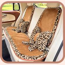 时尚豹纹汽车坐垫冬季加厚保暖车用坐垫兔毛柔软舒适汽车坐垫 - 兔毛豹紋邊 - 查看 9