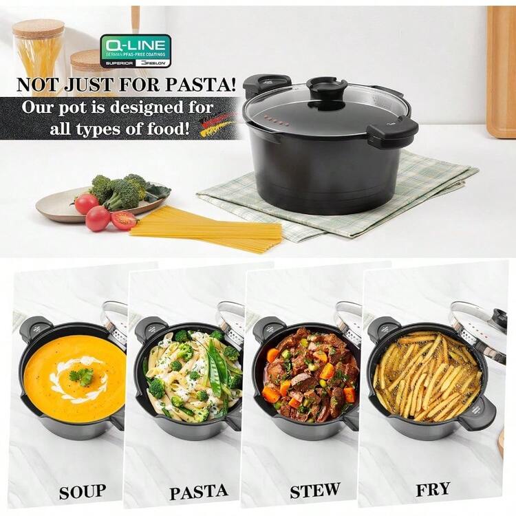 Stainl Steel Stock Pot 27.5 Quart 11.4 X 13.4 Inch Heavy Duty With Glass Lid Daily Pick - màu đen - Xem 3