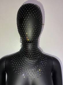 Bonés femininos com decoração de strass brilhantes, rede de pesca com buracos, máscara facial completa, lenço de cabeça, chapéus para festa e escola