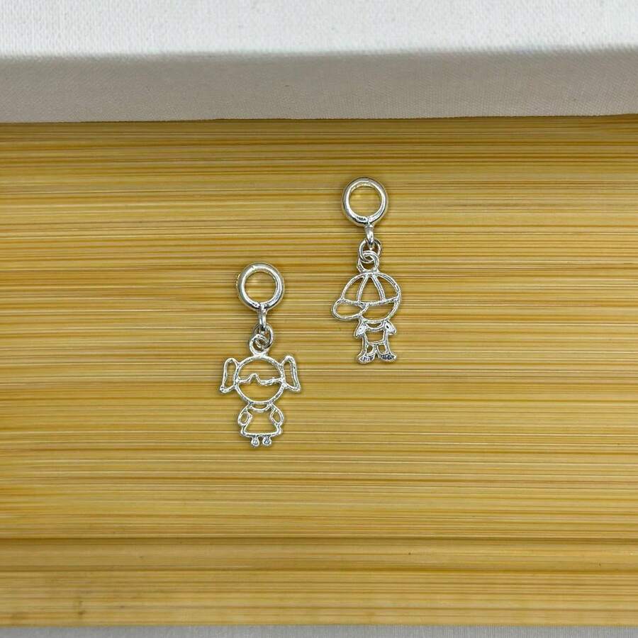 Berloques de Filho e Filha - Banhados a Prata com garantia