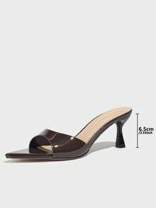 女士优雅高跟穆勒鞋，性感收腰宽鞋面尖头猫跟凉鞋，时尚百搭，适合春夏派对、休闲、户外、旅行，光泽柔和的咖啡棕色鞋履 - 咖啡棕 - 查看 9