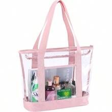 Clear Tote BagPurse Handle With Zipper For Work Plastic Transparent See Through Women-0029 - 1PackPink - View 1