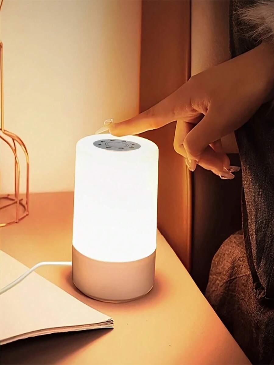1pc Touch Sensor Warm Light Bedside Lamp, Eye-Caring LED Night Light, USB Powered Sleep Light, Touch Control 3 Color Temperatures Adjustable Nightlight For Bedroom, Nursing Baby - LED Touch Night Light - View 1