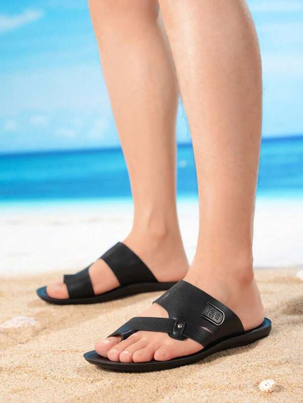 Chinelos Casuais de Verão para Homens Acima do Tamanho Padrão, Sandálias de Dedos Perfuradas Confortáveis, Solas Leves Absorventes de Choque, Chinelos de Praia para Uso Interno e Externo