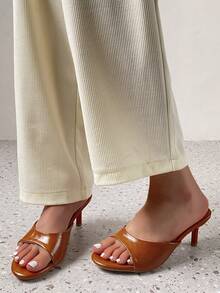 Sandal Wanita Model Mule Hak Tinggi Model Stiletto Terbaru untuk Musim Panas - Coklat - View 2