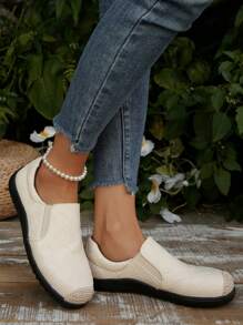 优雅的黑白女士平底鞋 - 白色 - 查看 7