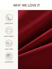 Juego de ropa de cama de 3 piezas de unicolor: suave y cómodo, adecuado para dormitorio, hotel, dormitorio y decoración navideña - Rojo - Ver 5