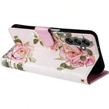 Asuwish Phone Case For  Galaxy A15 5G 4G Wallet Cell Flip Cover With Tempered Glass Screen Protector Flower Card Holder Slot Stand Lanyard Wrist Strap Red A 15 G5 15A Women Men Rose Flower01 - 玫瑰花 - 查看 3