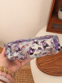 1pc Transparent Printed Cute Cartoon Stationery Pencil Case, Large Capacity Pencil Box, Back To School Gift - Multicolor - View 10