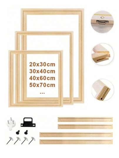 SURELIFE 1 套木框 DIY 30x40 40x60cm 50x70cm 用于帆布油画松木框架、墙艺画、钻石画框、榫卯木条、加厚笔触、拉伸丝绸框架、练习、木制内框客厅卧室家居装饰