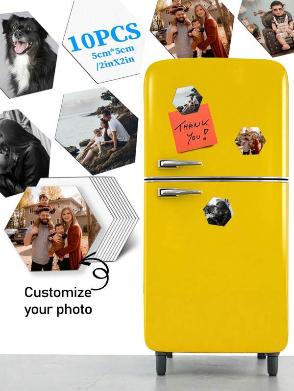 10pcs Custom Design Fridge Magnets, Can Customize 10 Different Patterns Magnets, Customize Logo/Text/Image, Photo Memorabilia, Personalized Gifts For Family And Friends