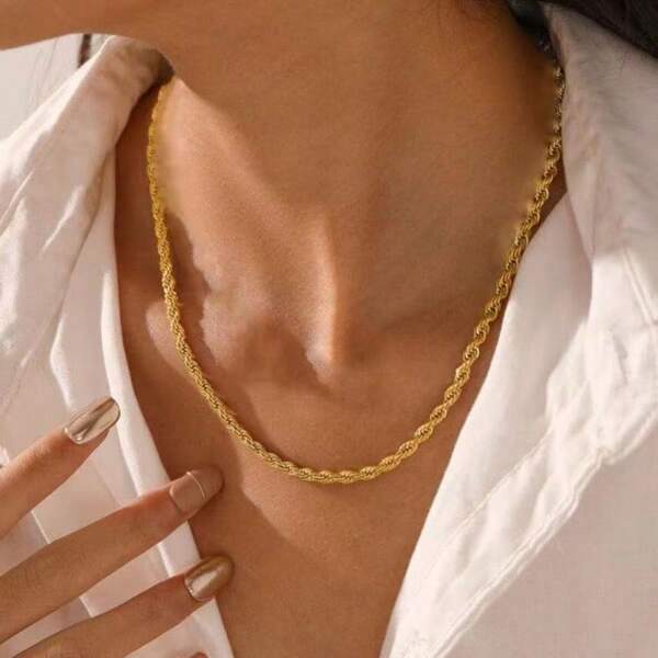 1pc Luxury Vintage Stainless Steel Minimalist Necklace, 60cm Length, For Women