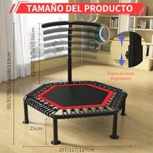 Juego 2 piezas Trampolin de Fitness Portatil + Cuerda de Saltar Trampolin para Ejercicio Universal de 42 Pulgadas con Mango Ajustable para Uso en Interiores y Exteriores Capacidad de 300KG Resistente - AzulNaranja - Ver 4