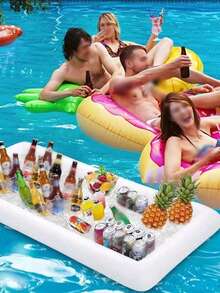 1 khay nổi bơm hơi dùng cho hồ bơi, đựng đồ uống, xô đá cho tiệc ngoài trời, giá đỡ cốc bia bơm hơi. - Nhiều màu - Xem 7