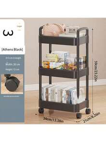 1pc Rolling Utility Cart With Handle, Multi-Functional Rolling Cart With Wheels For Office, Home, Kitchen, Garden, 3/4/5 Tier Rolling Cart - Multicolor - View 11