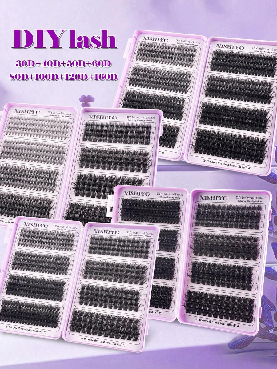 616/512/488Pcs D Roll 大容量大容量睫毛书睫毛延长套件 10D+20D+30D+40D +50D+60D+80D/50D+60D+80D+100D 自然眼妆假睫毛 10-16 混合防水化纤貂毛 3D 单睫毛束易于携带可重复使用适合日常外出、节日、日常化妆、角色扮演睫毛、全妆日常佩戴 640/448/576/570/544/560/240/184/120 件