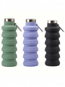 Collapsible Water Bottles 17oz,Odorless Silicone, Leak-Proof Foldable Reusable Bottle - Perfect For Travel Sports Gym Hiking Camping Cycling,Portable Leak Proof Sports Water Bottle With Carabiner