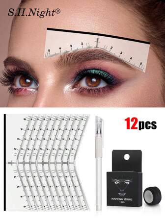 30/12 piezas - Juego de herramientas para cejas, que incluye plantilla de tatuaje de cejas, línea de posicionamiento de cejas, marcador blanco, plantilla de cejas, pegatina de regla desechable para cejas, plantilla auxiliar de posicionamiento de diseño, herramienta de maquillaje, plantilla de mapeo de ubicación de tatuaje, adecuado para maquillaje profesional y salones de belleza, suministros de tatuaje, artículos esenciales para salones de belleza | Pegatina fácil de usar | Materiales hipoalergénicos. 10/1 pieza, maquillaje, barato, decoración de habitaciones, tocador, viaje, dormitorio, accesorios de maquillaje, barato, rellenos de calcetines, maquillaje, herramientas de maquillaje, cosas baratas, regalos, regalos para mujeres, regalos de Navidad