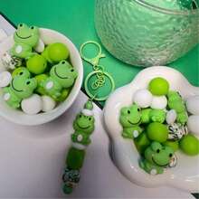 26 件 3D 可爱小青蛙硅胶珠套装 - 适用于钥匙扣、笔珠、钥匙扣套件和其他创意珠宝配件