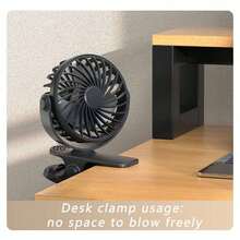 便携式夹式风扇，可充电，720°可调节，带LED灯，小巧桌面风扇，强劲静音，3档风速，USB充电，迷你个人降温风扇，适用于桌面、家庭办公室、婴儿车、露营，女士礼物 - 新2 - 查看 7