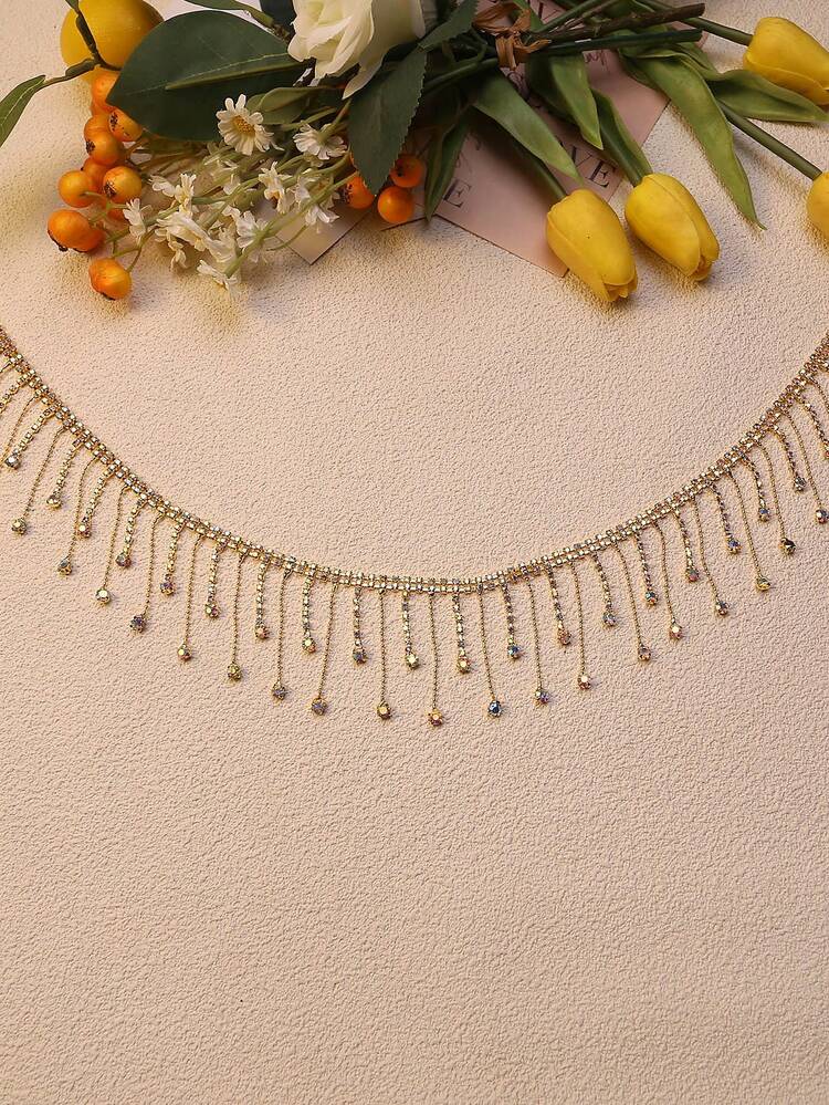 DIY Handmade Crystal Chain Tassel Chain Belt For Belly Dance Costume Accessory, Length: 30-182.88cm, Width: 5-5.5cm - AB Gold Color - View 3