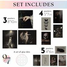 97 Decor Dark Academia Decor - Victorian Gothic Wall Art Prints, Dark Aesthetic Pictures, Creepy Goth Posters Vintage Gothic Painting Home Bedroom Decorations (8x10 Unframed)2025 - Dark Academia Fantasy - 查看 2