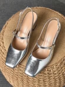 1 双女式蛇纹扣高跟鞋，性感时尚走秀模特高跟鞋，7 厘米粗跟，适合正式婚礼派对场合