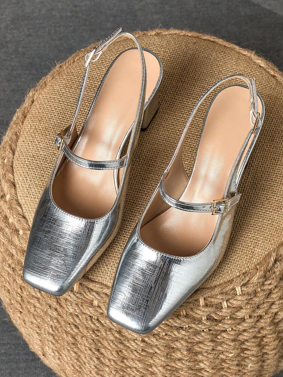 1 双女式蛇纹扣高跟鞋，性感时尚走秀模特高跟鞋，7 厘米粗跟，适合正式婚礼派对场合