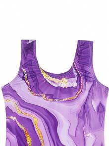 Girls' Gymnastics Tight Jumpsuit Set Girls' Sparkling Ballet Dance Costume Two-Piece Set Sparkling Rolling Shorts - Purple - View 6