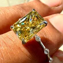 1pc Elegant Luxurious Square Yellow Ring,Four-Prong Setting, Perfect For Weddings, Engagements, Anniversaries, Valentine'S Day, And Birthday Gifts, Wedding Jewelr(No Box)