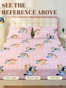 Bluey 1 bộ ga trải giường Bruie, bộ đồ giường họa tiết Bruie lớn lên, tấm bảo vệ nệm, ga phủ giường, đồ dệt gia dụng thoải mái, tấm bảo vệ nệm thoáng khí thân thiện với da, chống xù lông, ga phủ giường hoạt hình, trang trí nhà cửa, ga phủ giường trang trí phòng ngủ/ký túc xá, trang trí mùa thu, trang trí phòng. - Hồng - Xem 8