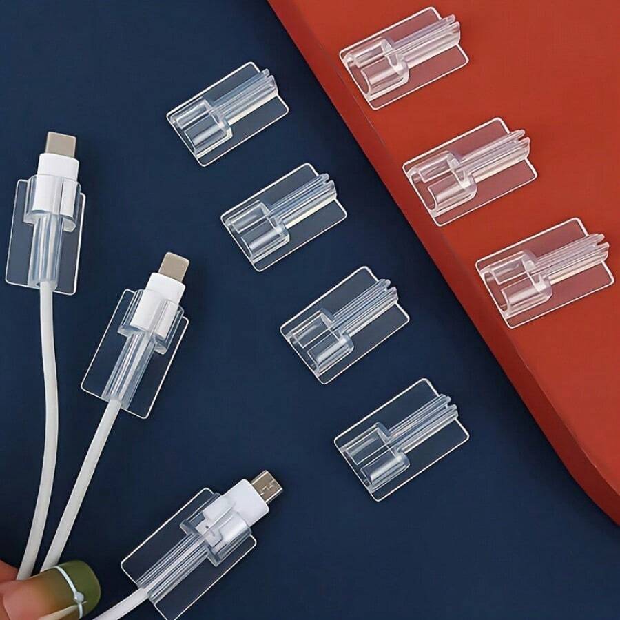 10pcs/6pcs/2pcs Transparent Cable Clips, Compatible With Apple And Android Type-C Cables - Protect Your Charging Cables - Reusable And Adhesive - Suitable For Home And Office - Ideal Gift For Tech Enthusiasts, Transparent Cable Protectors, Soft Silicone Cable Winders, Charging Cable Covers, Charger Accessories, Phone Accessories