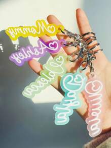 1pc Personalized PLA Keychain With Letter Pendant - Customized Dog Tag For Backpack And Handbag, Fashionable Rectangle Charm, Suitable As Mother's Day Gift, Birthday Keychain, Gifts For Girlfriend, Mother, Graduate, Christmas, Valentine's Day. Engraved, Shiny, Stainless Steel, Retro Style, Casual, Unisex