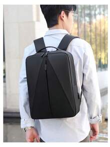 Backpack, Slim Business Notebook, 14-Inch Computer Bag, 15.6-Inch Casual Backpack, Versatile USB For Men And Women - 黑色 - 查看 4