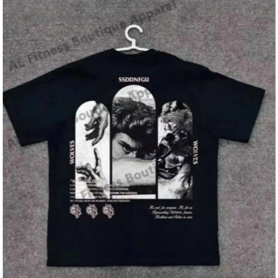 Darc Wolves Sports Retro Men's T-Shirt, Darc Wolves Gym Fitness Men's Summer Fitness T-Shirt, Fitness Darc Sports T-Shirt - Black - View 1