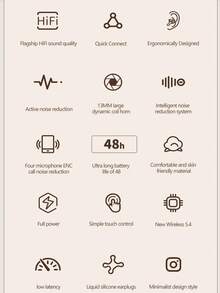 Lenovo 联想 ERAZER ETR-A01PRO 蓝牙耳机，入耳式 HiFi 音质，ENC 低延迟游戏音乐降噪耳机，带麦克风，超长电池寿命，适用于智能手机、平板电脑、飞机、卡车的无线耳机 - 多色(普通版) - 查看 12