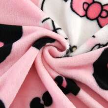 Sanrio [Hello Kitty Soft Blanket] Hello Kitty Sanrio 1pc Flannel Blanket - Soft & Comfortable, Contemporary Style, Multipurpose, Digital Print, Knitted Polyester, Ideal For Sofa & Travel