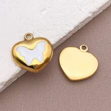 2pcs Fashion Enamel Stainless Steel Butterfly Charm High Quality Gold-Plated Love Butterfly Spacer Beads Pendant For DIY Bracelet Necklace Jewelry Making Craft Accessories