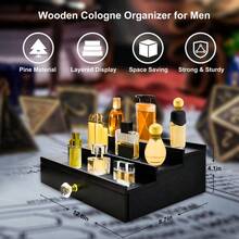 Men Cologne Organizer 3 Tier Stand Wood - 1 - View 2