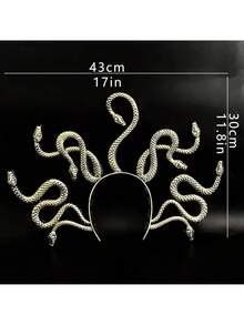 Retro Medusa Headband | Golden Plastic Snake Hair Accessory For Role-Playing And Themed Parties | Multi-Snake Design | Ideal Choice For Witch And Sorceress Costumes | Dry Cleaning Only, As A Gift Halloween - Multicolor - View 5