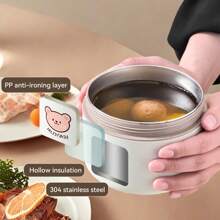 1 pezzo Scatola termica per il pranzo in acciaio inossidabile 304 da 400/600 ml con motivo orsetto carino, coperchio e manico, portatile e a tenuta stagna, adatta per microonde e riscaldamento ad acqua calda, contenitore per insalata di frutta, contenitore per il pranzo isolato riutilizzabile, adatto per studenti e adulti a scuola, in ufficio, all'aperto, per campeggio, picnic e viaggi