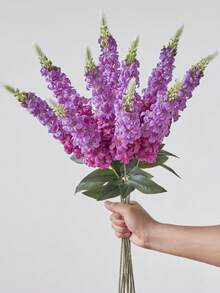 2pcs Snapdragon Artificial Flowers Pink Delphinium Artificial Silk Flowers Long Stem Hyacinths Fake Flowers For Wedding Home Outdoor Party Floral Arrangement Centerpiece Table Decorations - Purple - View 3