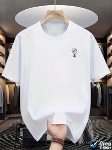 Men's Casual Geometric Floral Graphic Shirts, Suitable For Outdoor Activities And Comfortable Daily Wear, Perfect For Adults, Students, And Teenagers. Men's Summer Clothes, 4th Of July Is An Excellent Gift Choice - White - View 1