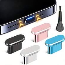 Type-C Charging Port Dust Plug Protective C-Shaped Charging Port Cover With Cleaning Brush - Suitable For IPhone 15 16 17 Series