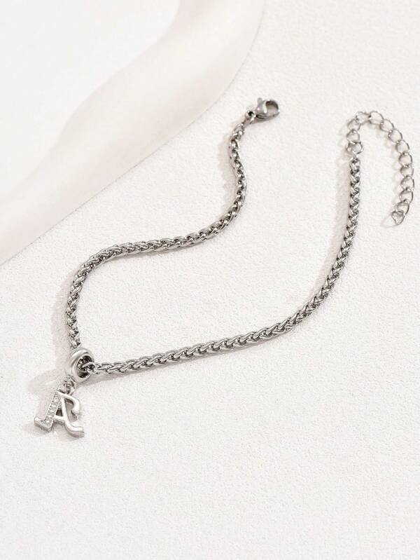 1 Piece Of Fashionable, Elegant And Simple Style 26 English Initials Keel Chain Anklet Versatile High-End Jewelry Suitable For Summer Travel And Beach Vacation