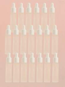 3/5/10/20pcs/Set Square Matte Empty Refillable Glass Dropper Bottles 5ml/8ml/10ml/15ml/20ml For Essential Oil, Serum, Perfume, Travel And DIY Use, White And Silver Cap