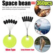 Conjunto de 60 peças de equipamento de pesca de carpa de borracha com 10 grãos espaciais, rolha oval de borracha preta, bóia de pesca, batentes de linha de flutuação de bobber