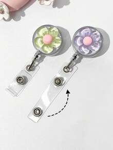 Cute And Multi-Colored Flower Pattern Telescopic Clip, Automatic Rebound Clip, Suitable For Students, Doctors, Nurses, Occupations, Work ID Cards, Campus Cards, Name Tags, Certificates, Card Cases, As Gifts For Friends, Colleagues, Couples, And Classmates On Festivals