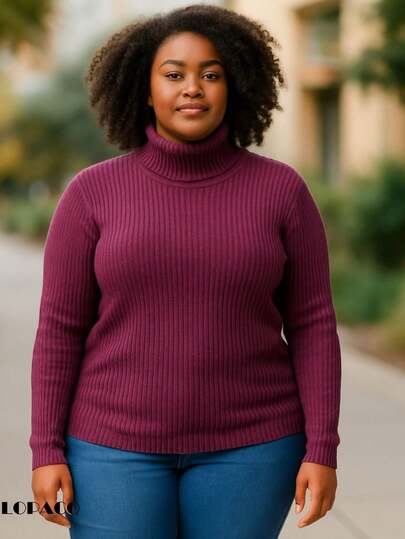 Blusa Cacharrel PLUS SIZE feminina Gola alta tricot e manga longa